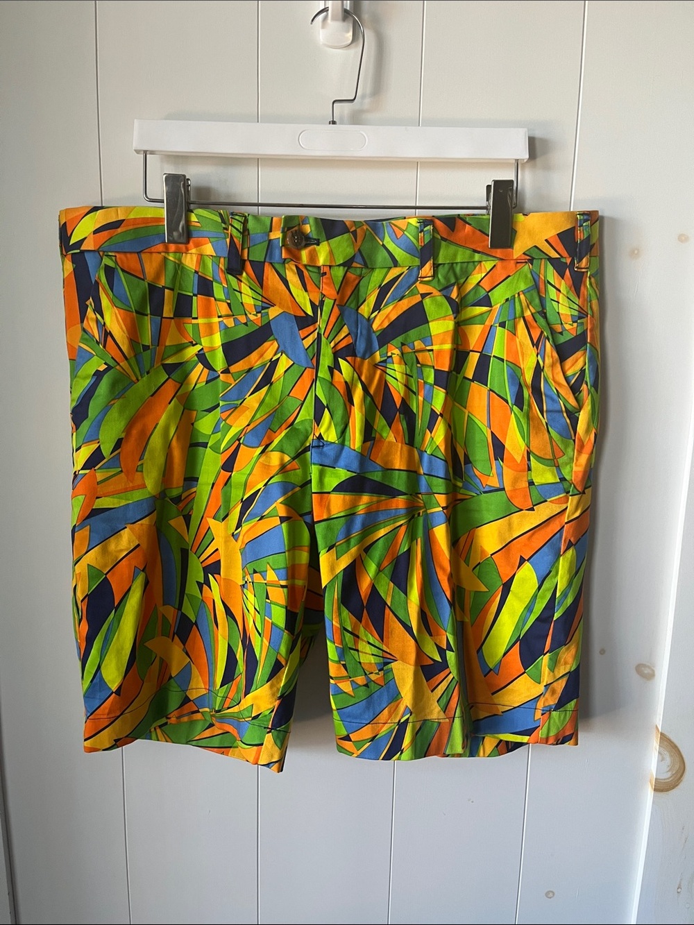 Men's Multicolor Tropical Shorts - Green/Orange/Blue